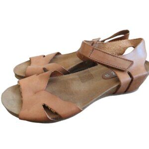MIZ MOOZ Tan Leather Wedge Sandals Boho Neutral Comfort Granola Girl - Size US 7